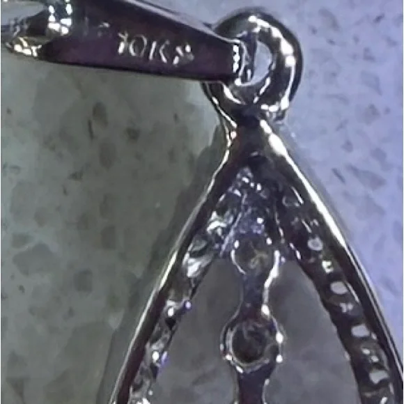 Zales 10k White Gold Diamond Accent Teardrop Drop Earrings - Picture 4 of 4